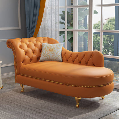 Chaise à bras roulés de style traditionnel en simili cuir pour salon