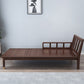 Chaise longue rembourrée en lin de salon traditionnel avec base en bois