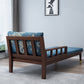 Chaise longue rembourrée en lin de salon traditionnel avec base en bois
