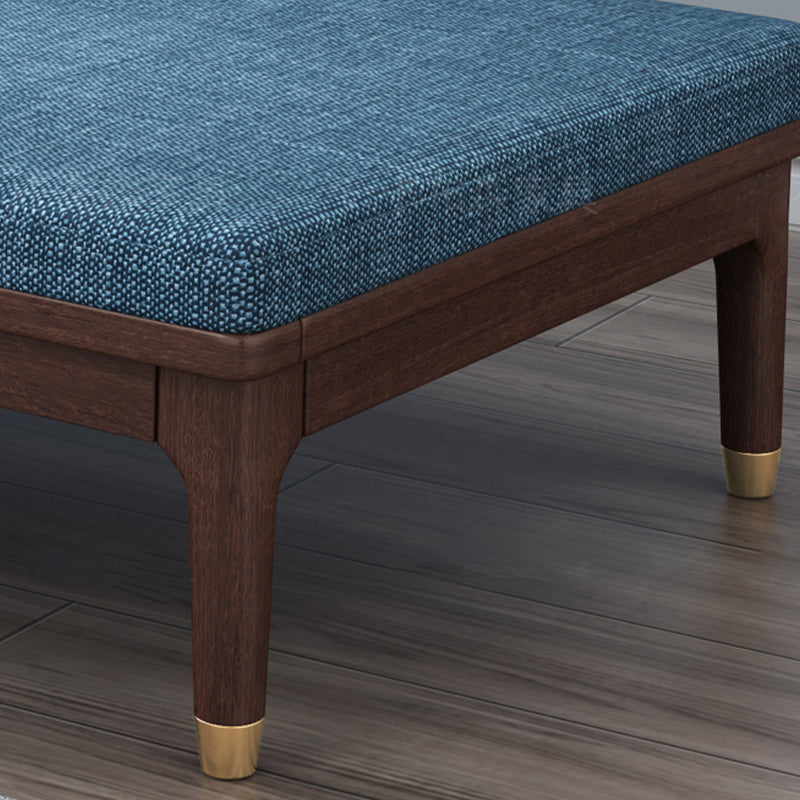 Chaise longue rembourrée en lin de salon traditionnel avec base en bois