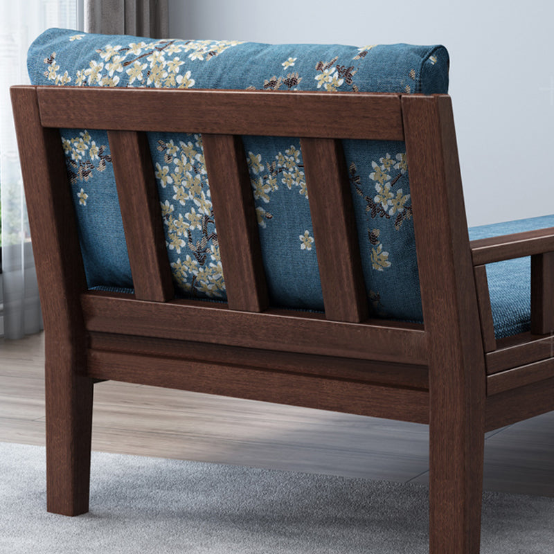 Chaise longue rembourrée en lin de salon traditionnel avec base en bois