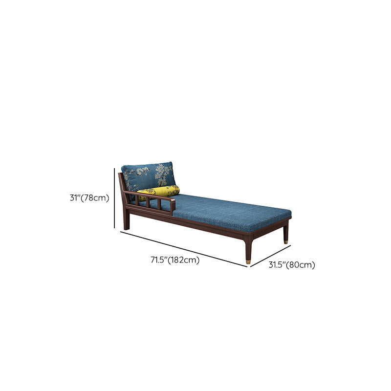 Chaise longue rembourrée en lin de salon traditionnel avec base en bois