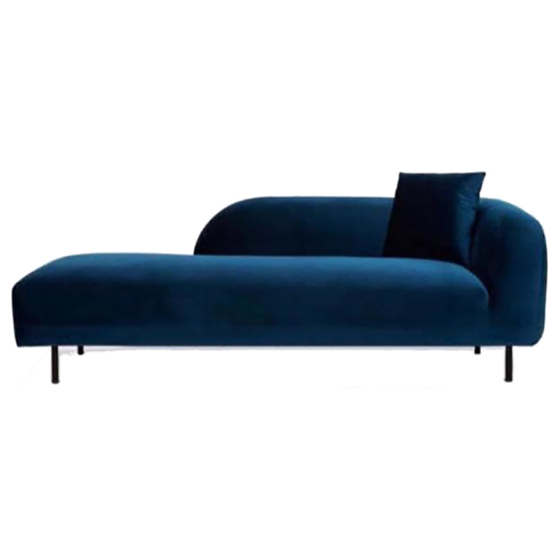 Modern Living Room Velvet Chaise Upholstered Chaise Lounge with Wooden Base Blue Right-Arm Chaise Clearhalo 'Chairs & Seating' 'Chaise Lounge' 'chaise_lounge' 'furn' 'furn_chaise_lounge' 'Furniture' 'Living Room Furniture' 7145683