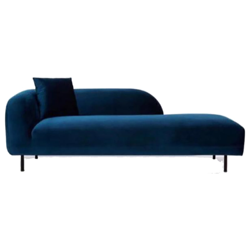 Modern Living Room Velvet Chaise Upholstered Chaise Lounge with Wooden Base Blue Left-Arm Chaise Clearhalo 'Chairs & Seating' 'Chaise Lounge' 'chaise_lounge' 'furn' 'furn_chaise_lounge' 'Furniture' 'Living Room Furniture' 7145685