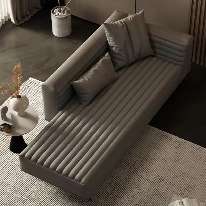 Nordic Living Room Cotton Chaise Square Arms Upholstered Chaise Lounge with Wooden Base Gray Clearhalo 'Chairs & Seating' 'Chaise Lounge' 'chaise_lounge' 'furn' 'furn_chaise_lounge' 'Furniture' 'Living Room Furniture' 7145692