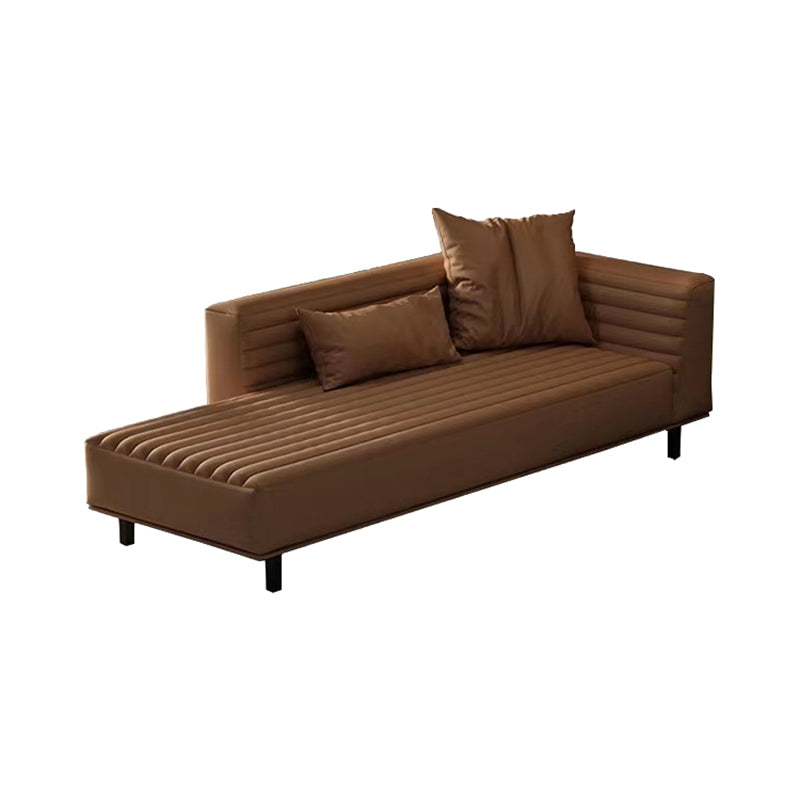 Nordic Living Room Cotton Chaise Square Arms Upholstered Chaise Lounge with Wooden Base Clearhalo 'Chairs & Seating' 'Chaise Lounge' 'chaise_lounge' 'furn' 'furn_chaise_lounge' 'Furniture' 'Living Room Furniture' 7145693
