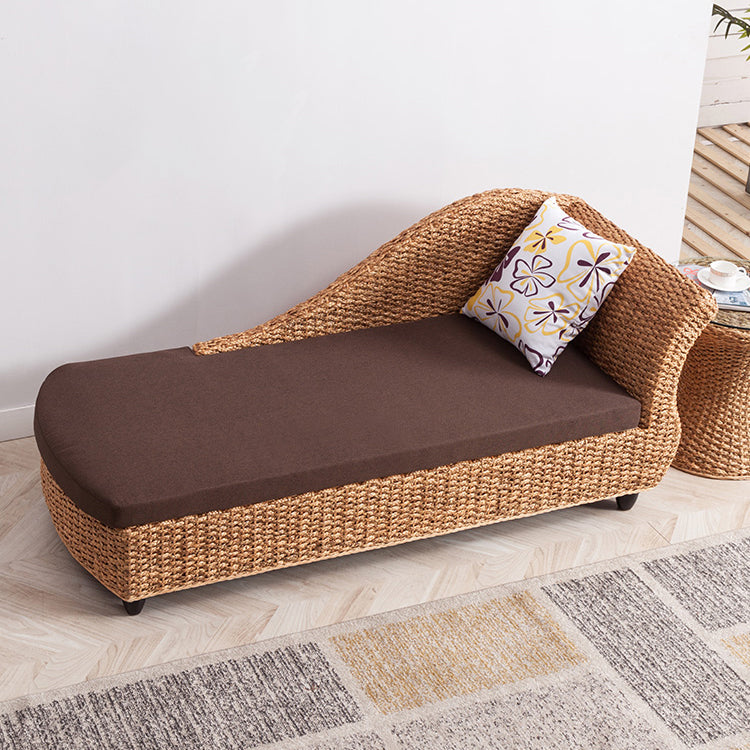 Modern Style Living Room Chaise Rolled Arms Upholstered Chaise Lounge with Rattan Base Clearhalo 'Chairs & Seating' 'Chaise Lounge' 'chaise_lounge' 'furn' 'furn_chaise_lounge' 'Furniture' 'Living Room Furniture' 7145708