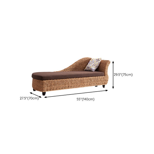 Modern Style Living Room Chaise Rolled Arms Upholstered Chaise Lounge with Rattan Base Clearhalo 'Chairs & Seating' 'Chaise Lounge' 'chaise_lounge' 'furn' 'furn_chaise_lounge' 'Furniture' 'Living Room Furniture' 7145716