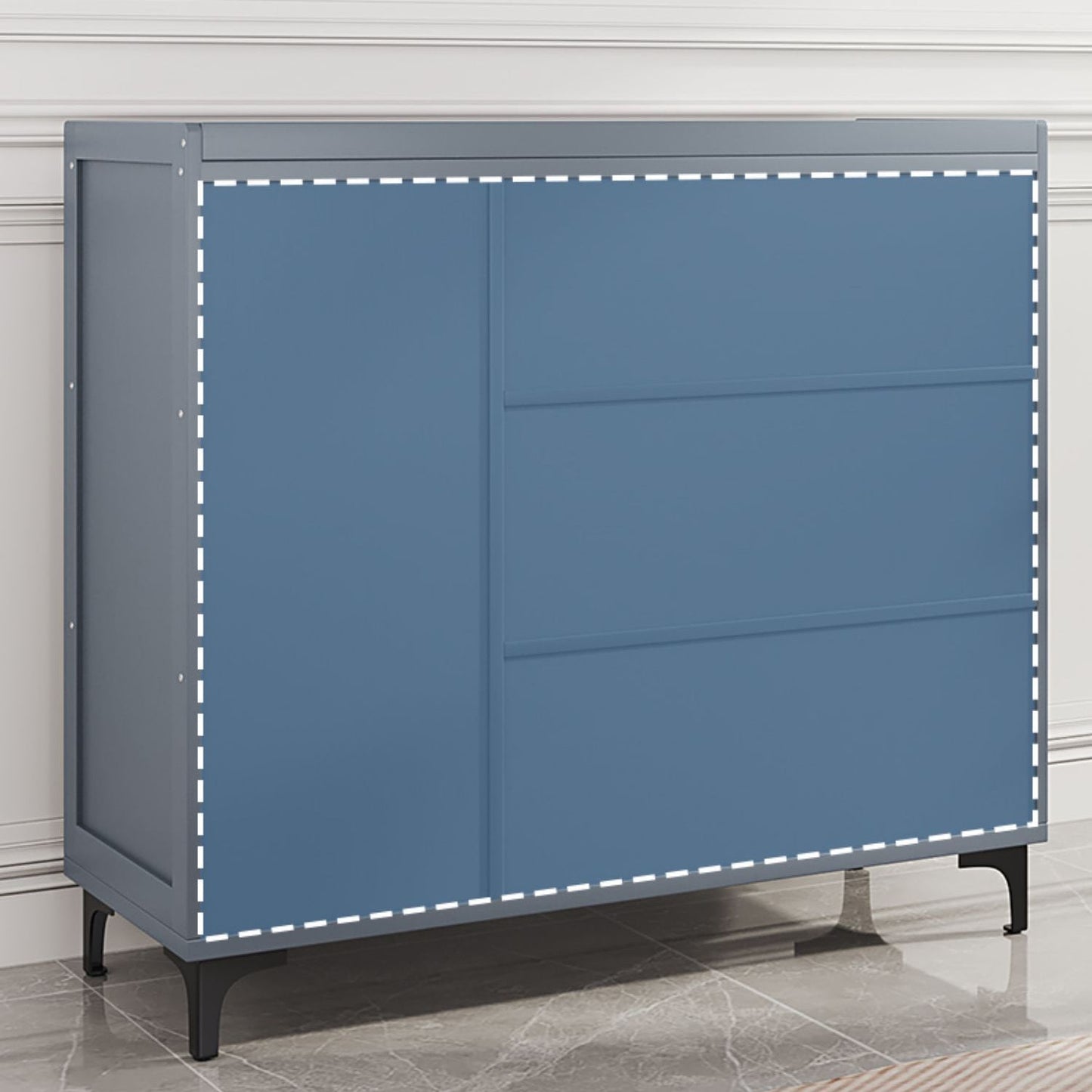 Server di pranzo in bambù di buffet grigio con spazio per la sala da pranzo