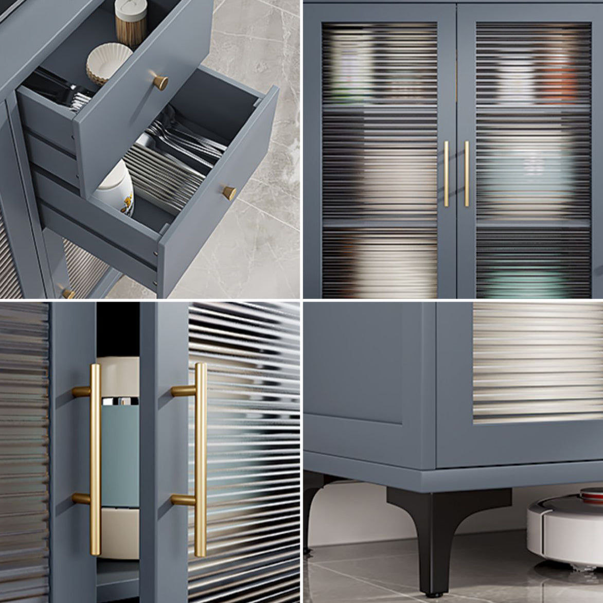 Server di pranzo in bambù del server buffet grigio con archiviazione per cucina