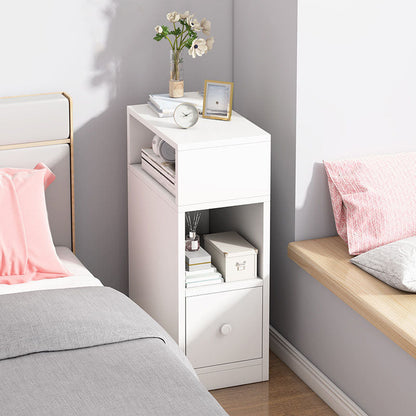 Modern Bed Nightstand Drawers Included Wood Night Table for Bedroom 9.8"L x 11.8"W x 26"H White 1 Piece