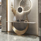 Glam Rectangle Console Accent Table Stone Console Sofa Table for Hall