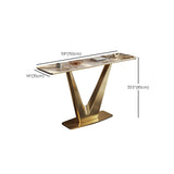 14 inch Wide Glam Console Table Stone Rectangle Accent Table for Hall