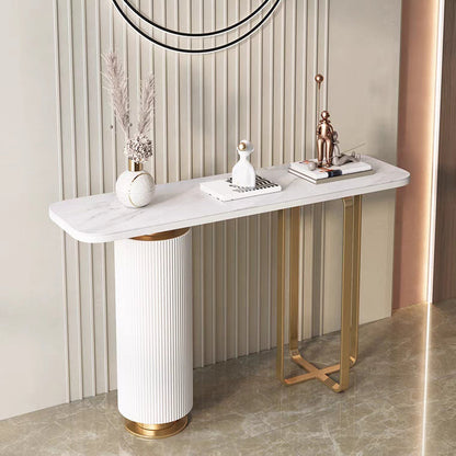 Contemporary Rectangle Accent Table Antique Finish Console Sofa Table in Stone 39"L x 14"W x 33"H