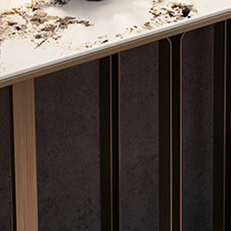 Modern Rectangular Console Table Stone Console Sofa Table in White and Gold