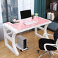Modern Glass Top Writing Desk 29.53" Tall Rectangular Office Desk with Sled Base White-Pink Shelf Not Included Clearhalo 'furn' 'furn_office_desk' 'Furniture' 'Office Desks' 'Office Furniture' 'office_desk' 7150336