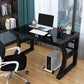Modern Glass Top Writing Desk 29.53" Tall Rectangular Office Desk with Sled Base Black Shelf Not Included Clearhalo 'furn' 'furn_office_desk' 'Furniture' 'Office Desks' 'Office Furniture' 'office_desk' 7150338