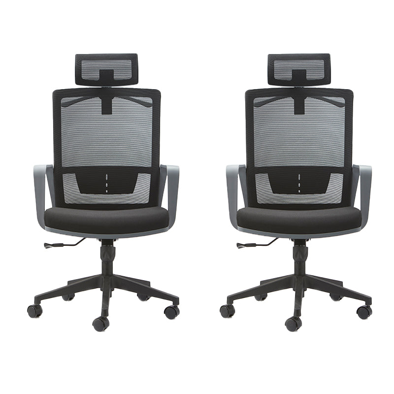 Modern Slide Chair Fixed Arms Adjustable Seat Height Desk Chair with Wheels 2 Piece Set Clearhalo 'furn' 'furn_office_chair' 'Furniture' 'Office Chairs' 'Office Furniture' 'office_chair' 7150410