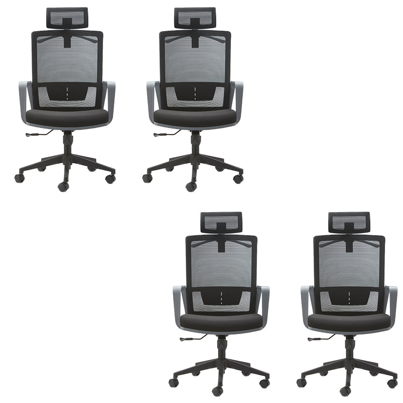 Modern Slide Chair Fixed Arms Adjustable Seat Height Desk Chair with Wheels 4 Piece Set Clearhalo 'furn' 'furn_office_chair' 'Furniture' 'Office Chairs' 'Office Furniture' 'office_chair' 7150412