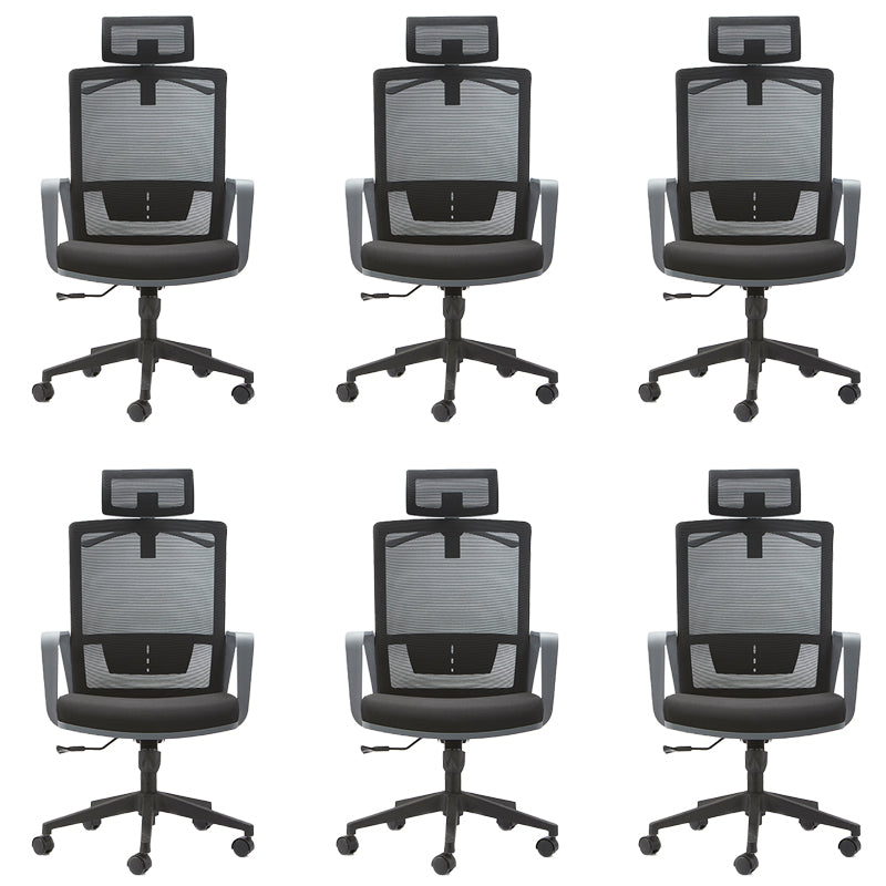 Modern Slide Chair Fixed Arms Adjustable Seat Height Desk Chair with Wheels 6 Piece Set Clearhalo 'furn' 'furn_office_chair' 'Furniture' 'Office Chairs' 'Office Furniture' 'office_chair' 7150414