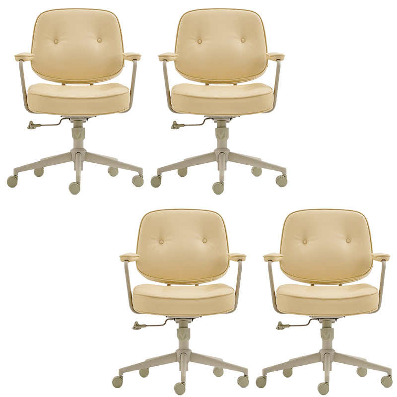 Modern Padded Arms Office Chair Leather No Distressing Ergonomic Desk Chair 4 Piece Set Clearhalo 'furn' 'furn_office_chair' 'Furniture' 'Office Chairs' 'Office Furniture' 'office_chair' 7150455