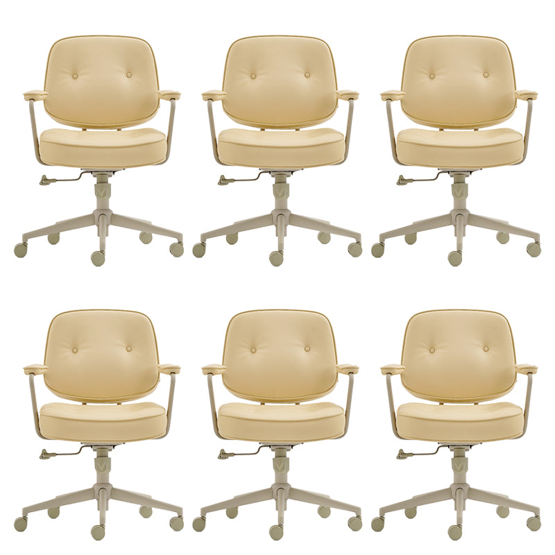 Modern Padded Arms Office Chair Leather No Distressing Ergonomic Desk Chair 6 Piece Set Clearhalo 'furn' 'furn_office_chair' 'Furniture' 'Office Chairs' 'Office Furniture' 'office_chair' 7150457