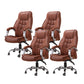 Modern Computer Chair Fixed Arms Chair Leather Office Chair in Brown / Black