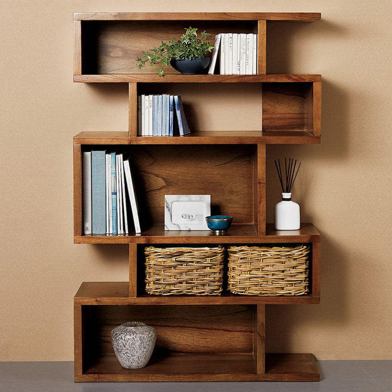 Geometric Closed Back Bookshelf Contemporary Wood Bookcase with Shelves Clearhalo 'Bookcases' 'furn' 'furn_bookcases' 'Furniture' 'Office Furniture' 7155083