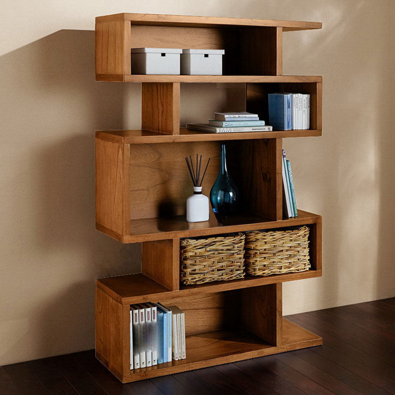 Geometric Closed Back Bookshelf Contemporary Wood Bookcase with Shelves 35.5"L x 12"W x 67"H Clearhalo 'Bookcases' 'furn' 'furn_bookcases' 'Furniture' 'Office Furniture' 7155087