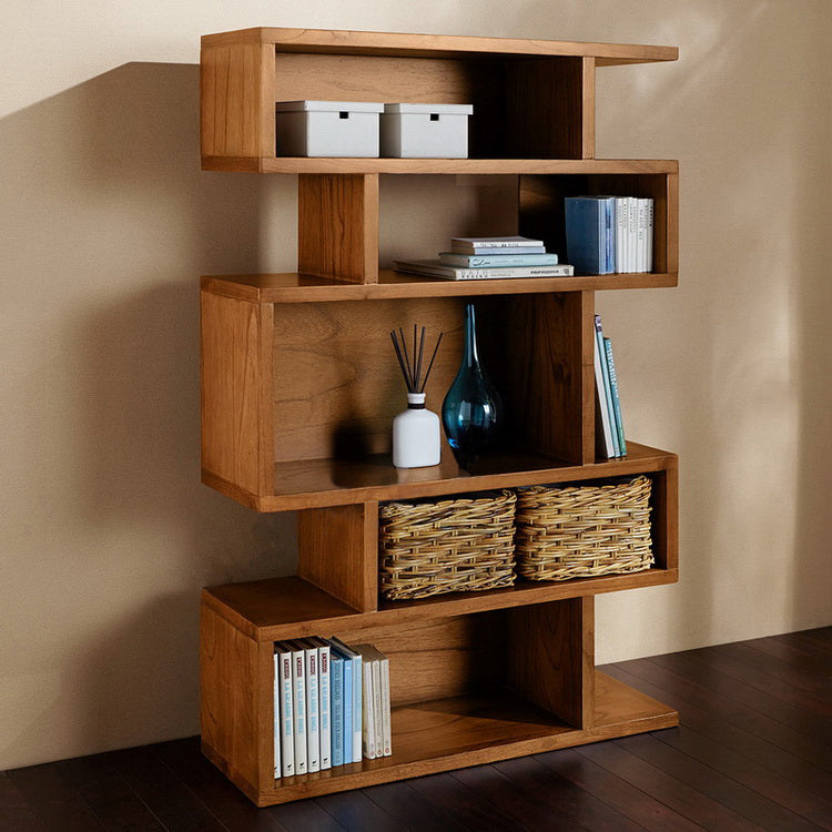 Geometric Closed Back Bookshelf Contemporary Wood Bookcase with Shelves Clearhalo 'Bookcases' 'furn' 'furn_bookcases' 'Furniture' 'Office Furniture' 7155088