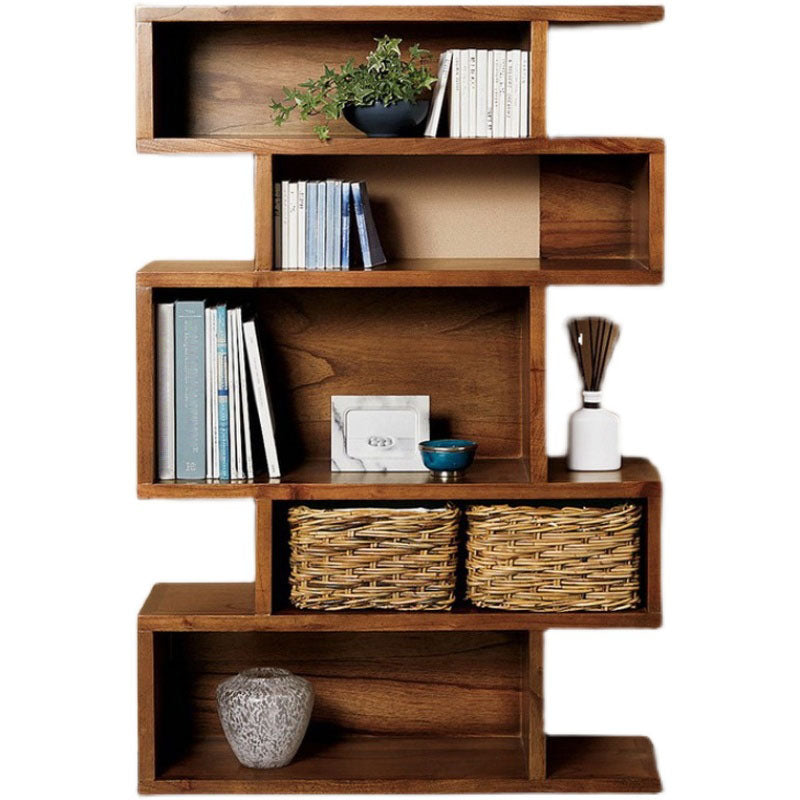 Geometric Closed Back Bookshelf Contemporary Wood Bookcase with Shelves Clearhalo 'Bookcases' 'furn' 'furn_bookcases' 'Furniture' 'Office Furniture' 7155090