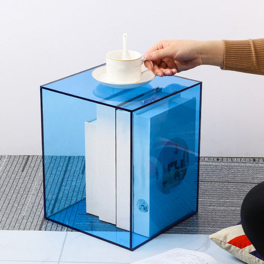 Moderne stijl gesloten backshelf verticale acryl boekenkast voor kantoor