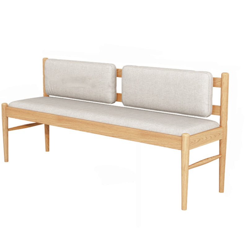 Contemporary Solid Wood Bench Cushioned Backrest Seating Bench with 4 Legs 56"L x 16"W x 26"H Natural Clearhalo 'Benches' 'Chairs & Seating' 'furn' 'furn_benches' 'Furniture' 'Living Room Furniture' 7155293