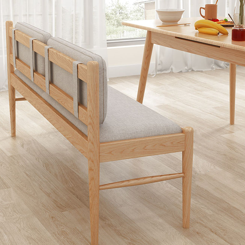 Contemporary Solid Wood Bench Cushioned Backrest Seating Bench with 4 Legs Clearhalo 'Benches' 'Chairs & Seating' 'furn' 'furn_benches' 'Furniture' 'Living Room Furniture' 7155296