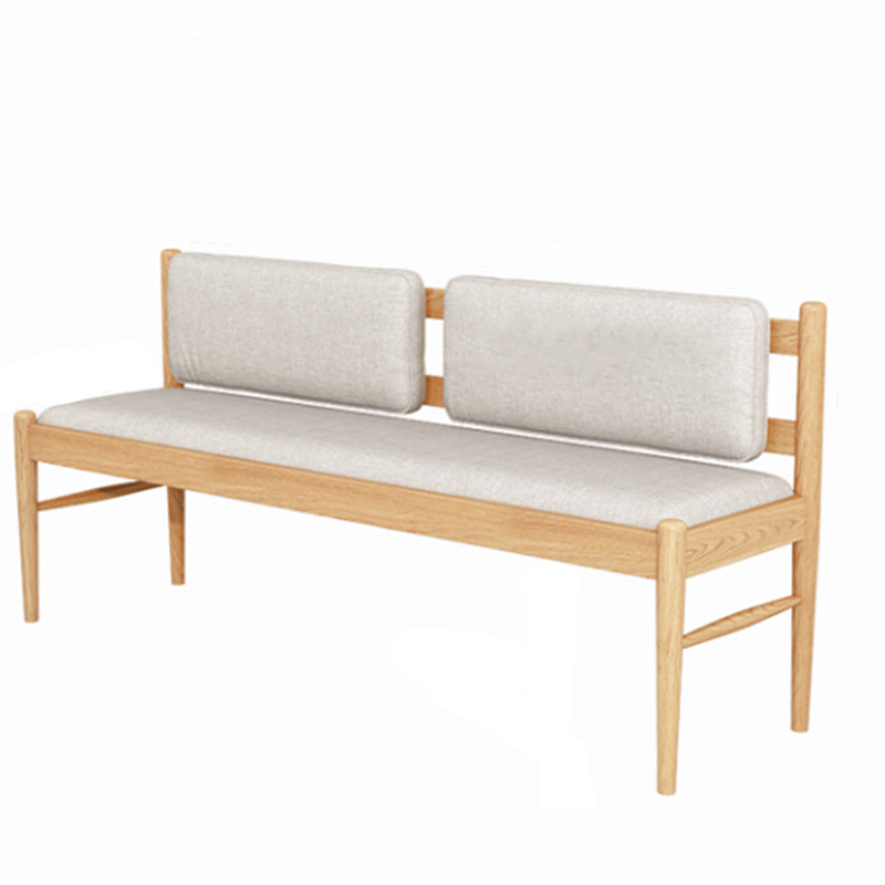 Contemporary Solid Wood Bench Cushioned Backrest Seating Bench with 4 Legs Clearhalo 'Benches' 'Chairs & Seating' 'furn' 'furn_benches' 'Furniture' 'Living Room Furniture' 7155298