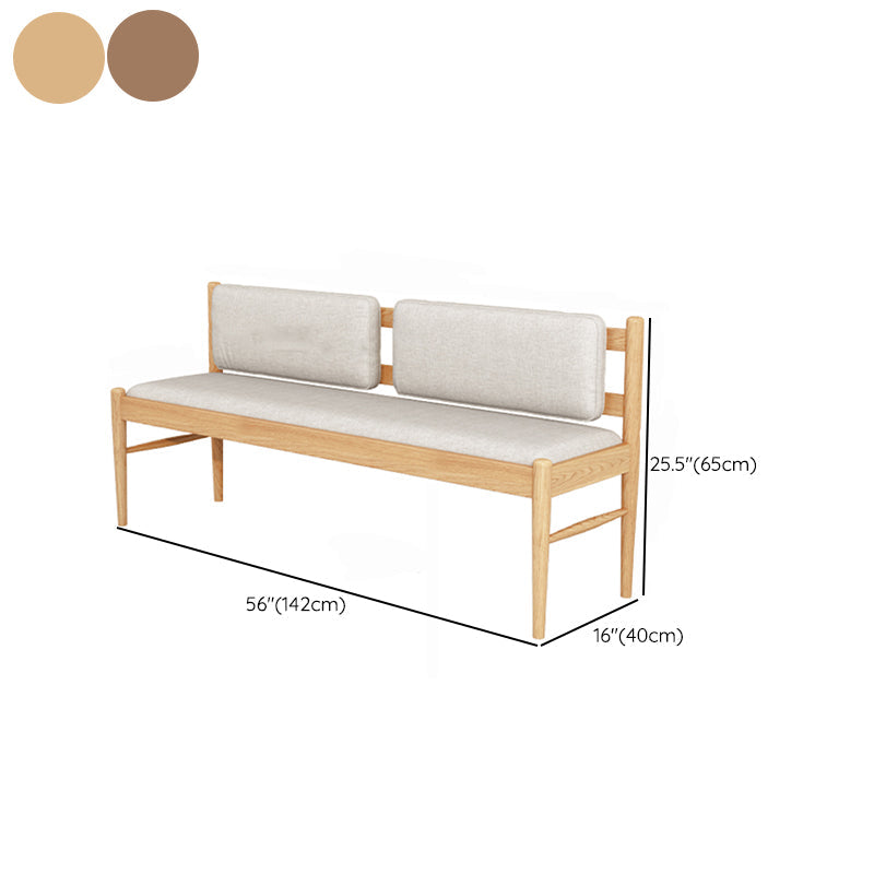 Contemporary Solid Wood Bench Cushioned Backrest Seating Bench with 4 Legs Clearhalo 'Benches' 'Chairs & Seating' 'furn' 'furn_benches' 'Furniture' 'Living Room Furniture' 7155306