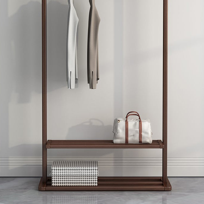 Wood Hall Tree Free Standing Coat Hanger with Storage Shelves , 62.99" H