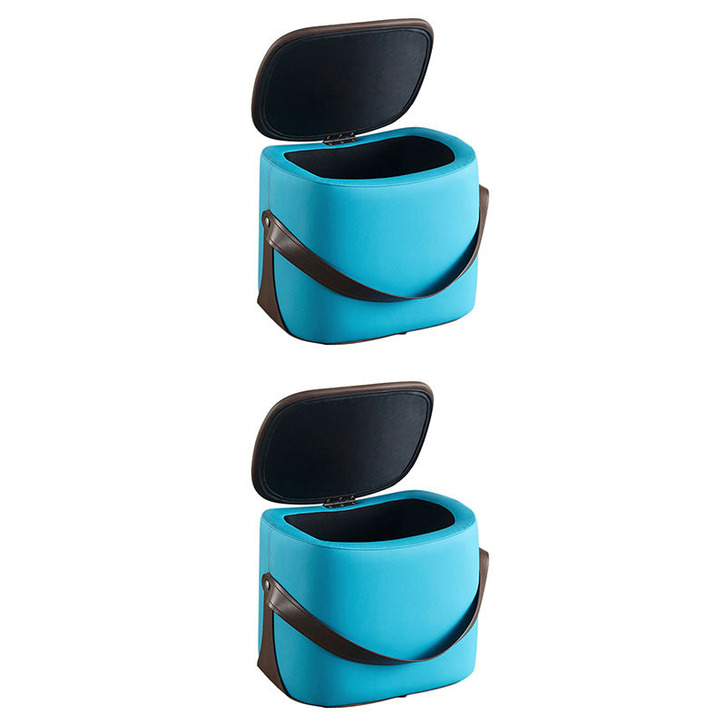 Glam Ottoman Faux Leather Stain Resistant Upholstered Square Ottoman with Legs