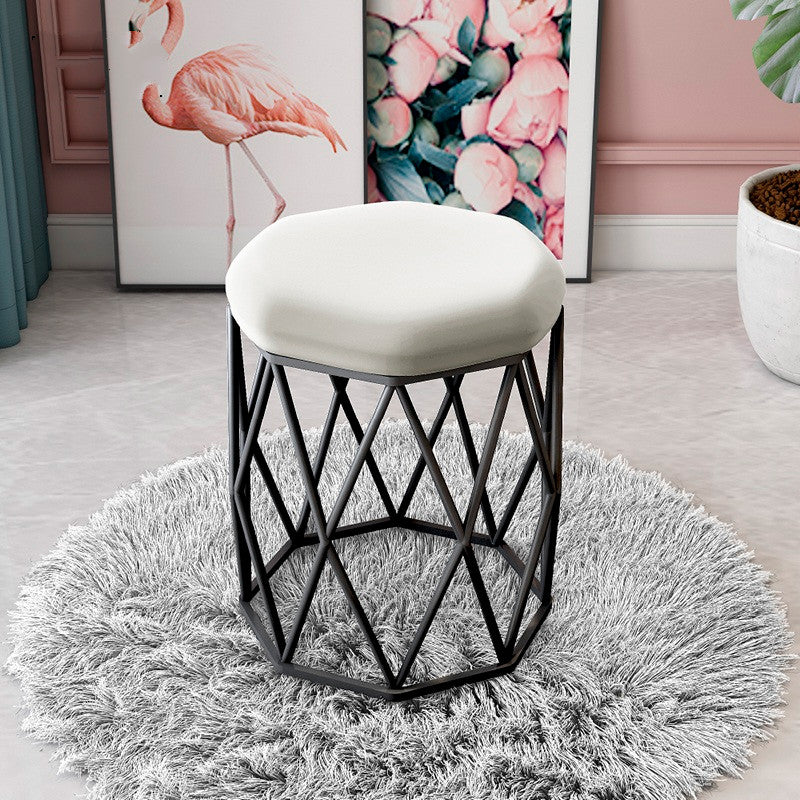 Glamoktomane Samt tränenresistent Feste Farbe Runde Ottomane mit Metallbeinen