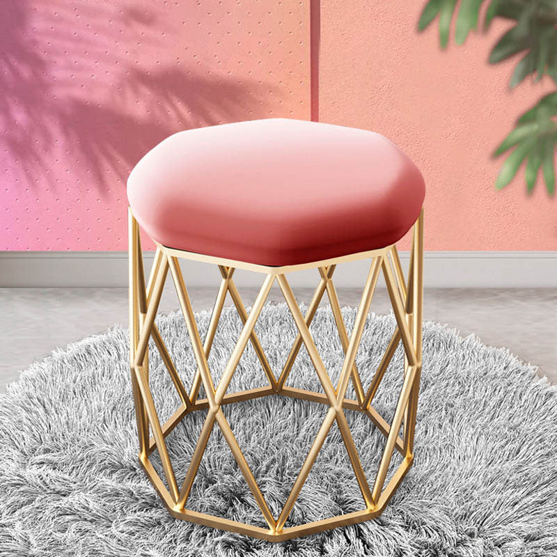 Glamoktomane Samt tränenresistent Feste Farbe Runde Ottomane mit Metallbeinen