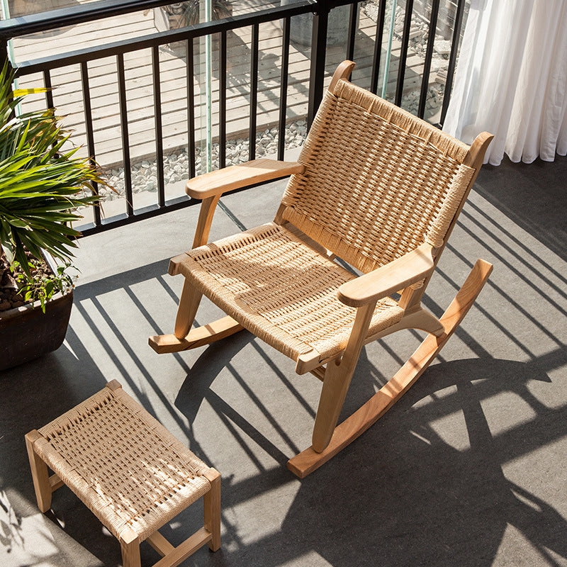 Modern Style Wood Base Rocking Chair Leisure Chaise Lazy Chair for Balcony Clearhalo 'Chairs & Seating' 'furn' 'furn_rocking_chairs' 'Furniture' 'Living Room Furniture' 'Rocking Chairs' 'rocking_chairs' 7155566