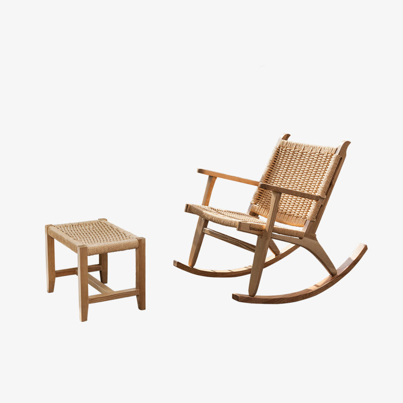 Modern Style Wood Base Rocking Chair Leisure Chaise Lazy Chair for Balcony Clearhalo 'Chairs & Seating' 'furn' 'furn_rocking_chairs' 'Furniture' 'Living Room Furniture' 'Rocking Chairs' 'rocking_chairs' 7155573