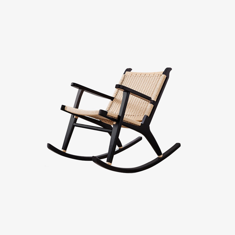 Modern Style Wood Base Rocking Chair Leisure Chaise Lazy Chair for Balcony Black Clearhalo 'Chairs & Seating' 'furn' 'furn_rocking_chairs' 'Furniture' 'Living Room Furniture' 'Rocking Chairs' 'rocking_chairs' 7155576