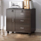 Mid Century Modern Cabinet Wood Locking Drawers and Storage Cabinet with Castors