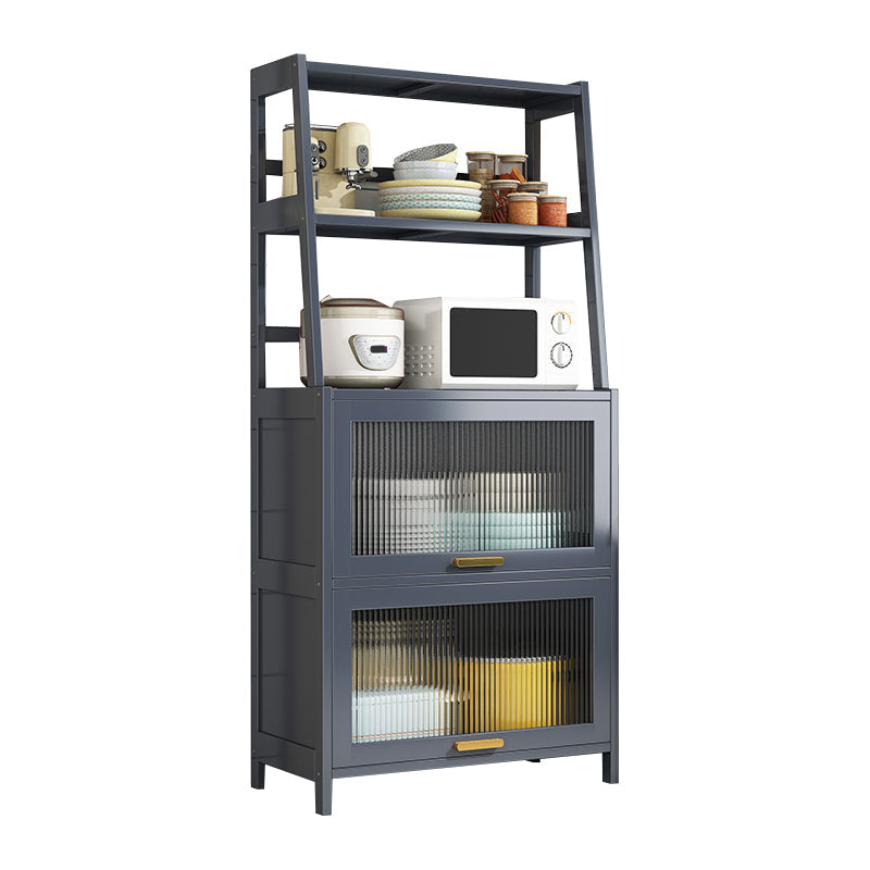 Server da pranzo in bambù grigio 2 ripiani glam buffet server per cucina