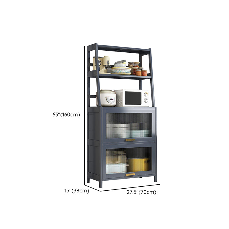 Server da pranzo in bambù grigio 2 ripiani glam buffet server per cucina