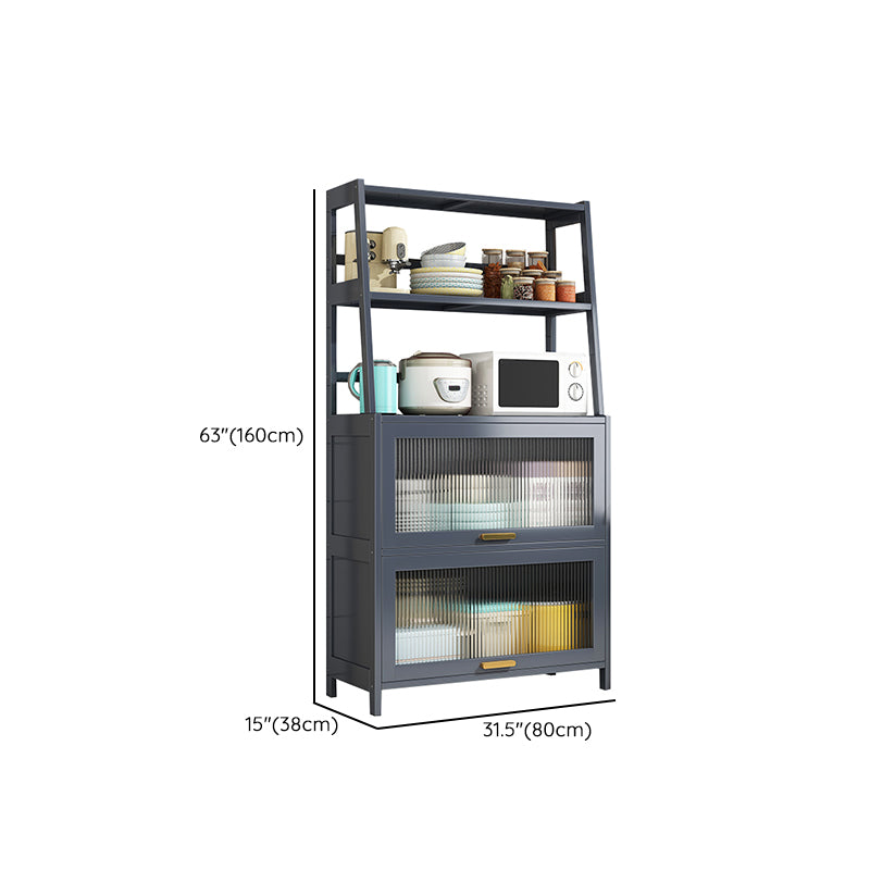 Server da pranzo in bambù grigio 2 ripiani glam buffet server per cucina