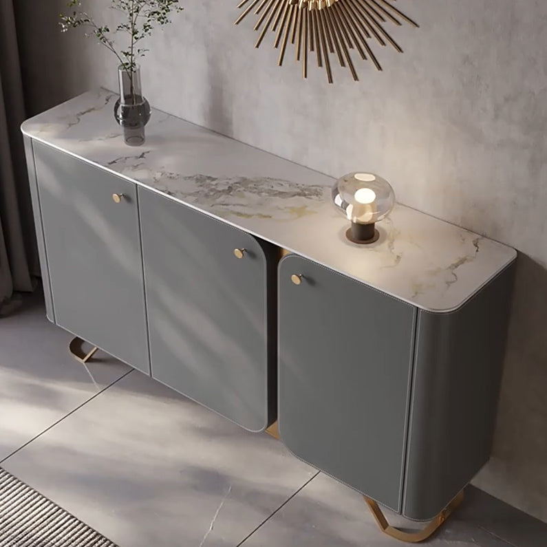 3-Door Sideboard Buffet Contemporary Dining Server for Dining Room 63"L x 14"W x 35"H Dark Gray Clearhalo 'buffet_sideboard' 'Buffets & Sideboards' 'furn' 'furn_buffet_sideboard' 'Furniture' 'Kitchen & Dining Furniture' 7156976