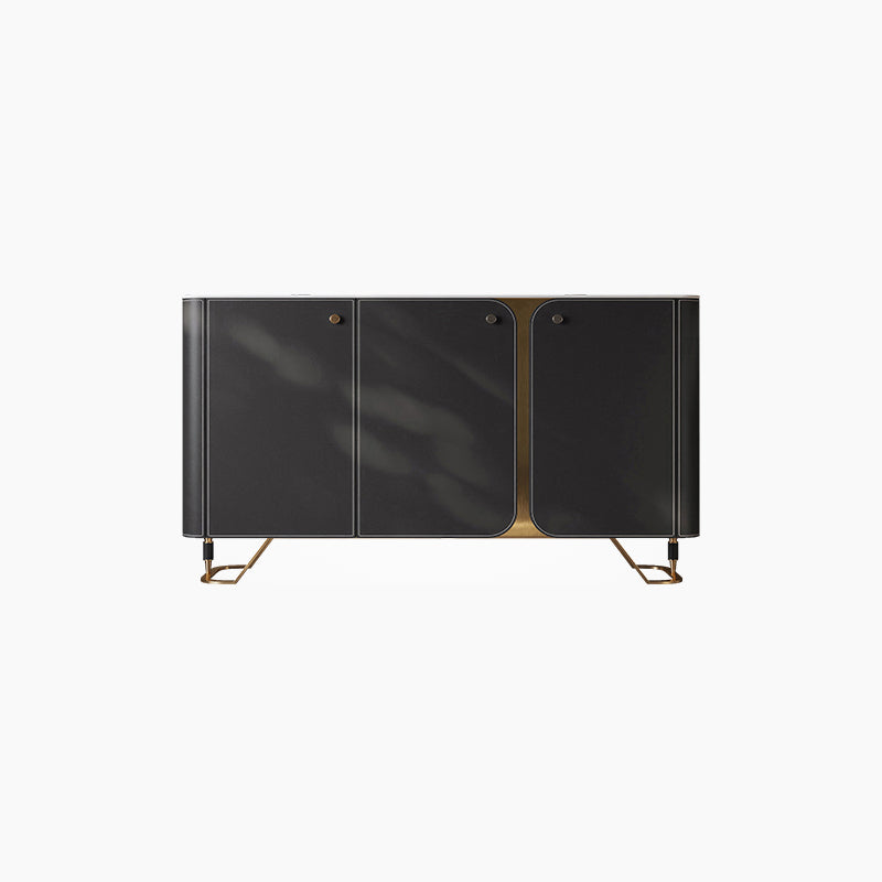 3 Doors Sideboard Buffet Contemporary Dining Server for Kitchen Black Clearhalo 'buffet_sideboard' 'Buffets & Sideboards' 'furn' 'furn_buffet_sideboard' 'Furniture' 'Kitchen & Dining Furniture' 7156985