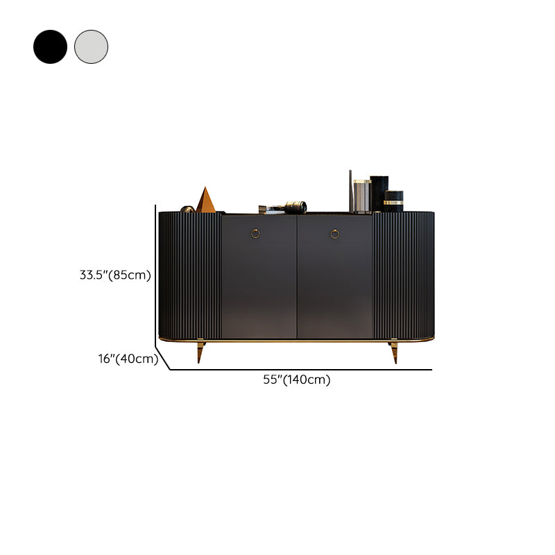 Glam Sideboard Buffet Stone Top Wood Sideboard Cabinet with Shelves Clearhalo 'buffet_sideboard' 'Buffets & Sideboards' 'furn' 'furn_buffet_sideboard' 'Furniture' 'Kitchen & Dining Furniture' 7158989